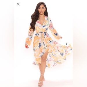 3/$25*Fashion Nova Elegant Multicolor Wrap Dress S